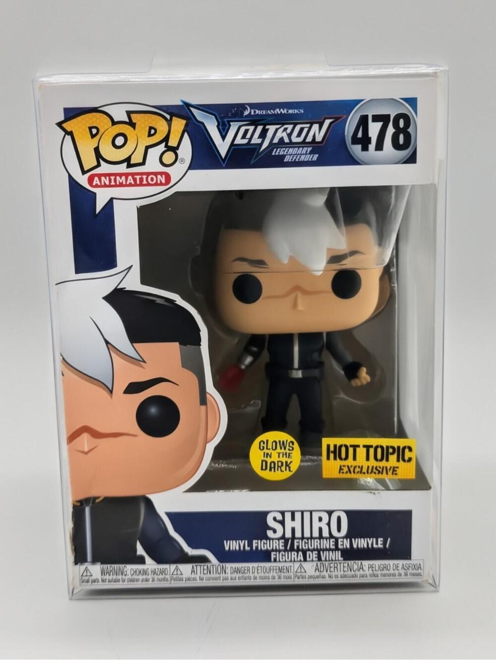 Funko Pop! Shiro #478 Voltron Legendary Defender Glow Dark Exclusive + Protector